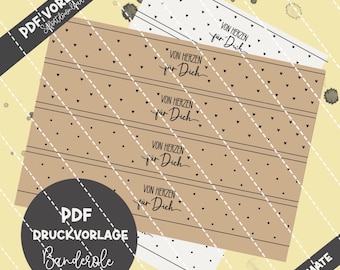 Heartfelt band for you (PDF, JPG, printable template for crafting, gift wrapping) - Heart Creative
