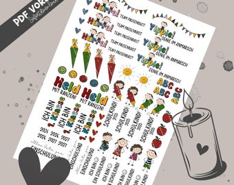Candle Tattoo - Back to School - First Grade - Candle Stickers - PDF - Design Your Own Candles - Transfer - PDF Candle Sayings