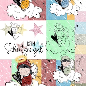 Digistamp Ange PNG, Plotter, Sublimation, Cricut, DigiPaper, Créatif du cœur, Ange gardien