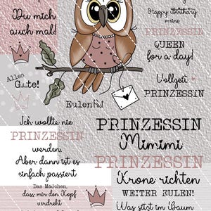 Digistamp Prinzessin Mimimi, PNG, Plotter, Sublimieren, Cricut, DigiPapier, HerzKreativchen, Eule