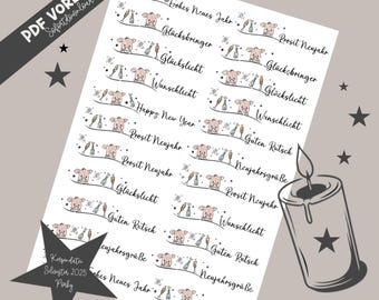 Candle tattoo 2026 New Year&#39;s Eve Piglet Porky- Candle sticker - PDF - Design candles - Happy New Year waterslide file