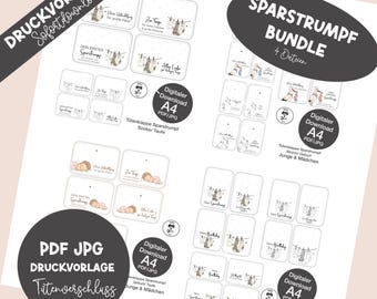 Tasflap | Printbaar | Spaarpotpakket | Cadeau in contanten | DIY-verpakking | Printbare PDF-sjabloon | Tassluiting