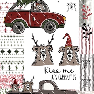 Digistamp Ours de Noël Bärthold, PNG, Traceur, Sublimation, Cricut, DigiPaper, Coeur Créatif, Noël, Fichier,