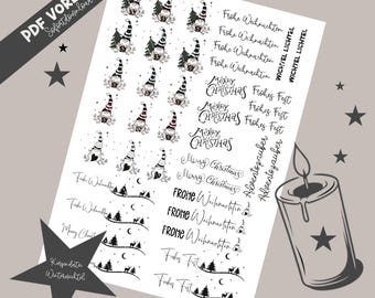 Candle tattoo winter gnome - candle sticker - PDF - design candles - rub ons transfer - pdf -Christmas- Advent- -gnome- PDF template