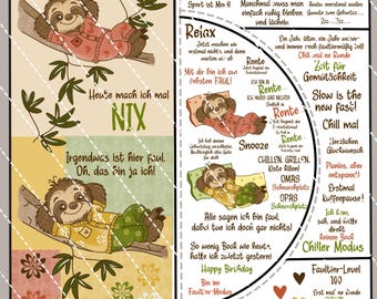 Digistamp Fauli Sloth PNG, Plotter, Sublimation, Cricut, DigiPaper, Silhouette HerzKreativchen Digiset
