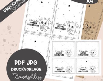Bag Flap Printable | When You Need Luck | Packaging | DIY | PDF Print Template | Bag Closure | Party Favor | Craft Template Pig