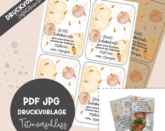 Printable template | Bag flap | instead of chocolate, Easter | Printable | Bag closure | PDF | JPG | Gift idea | DIY carrot packaging