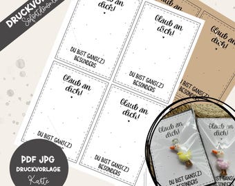 Printbare kaart | Geloof in jezelf! Je bent heel speciaal | Printbare PDF | DIY | Cadeaukaart | Mini-cadeau-idee om te printen | Gans