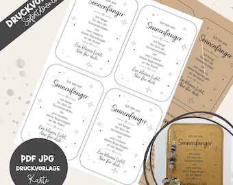 Plantilla imprimible | Tarjeta atrapasoles | PDF imprimible | Hazlo tú mismo | Tarjeta de regalo | Idea de mini regalo imprimible | Tarjeta atrapaluz imprimible