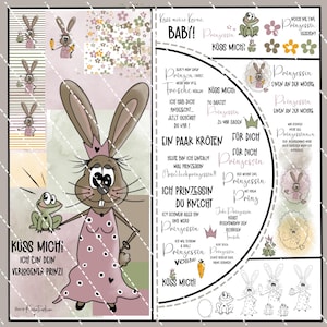 Digistamp Princesse Carotte PNG, Plotter, Sublimer, Cricut, DigiPaper, Silhouette, Pâques Coeur Créatif Digiset Lapin Princesse