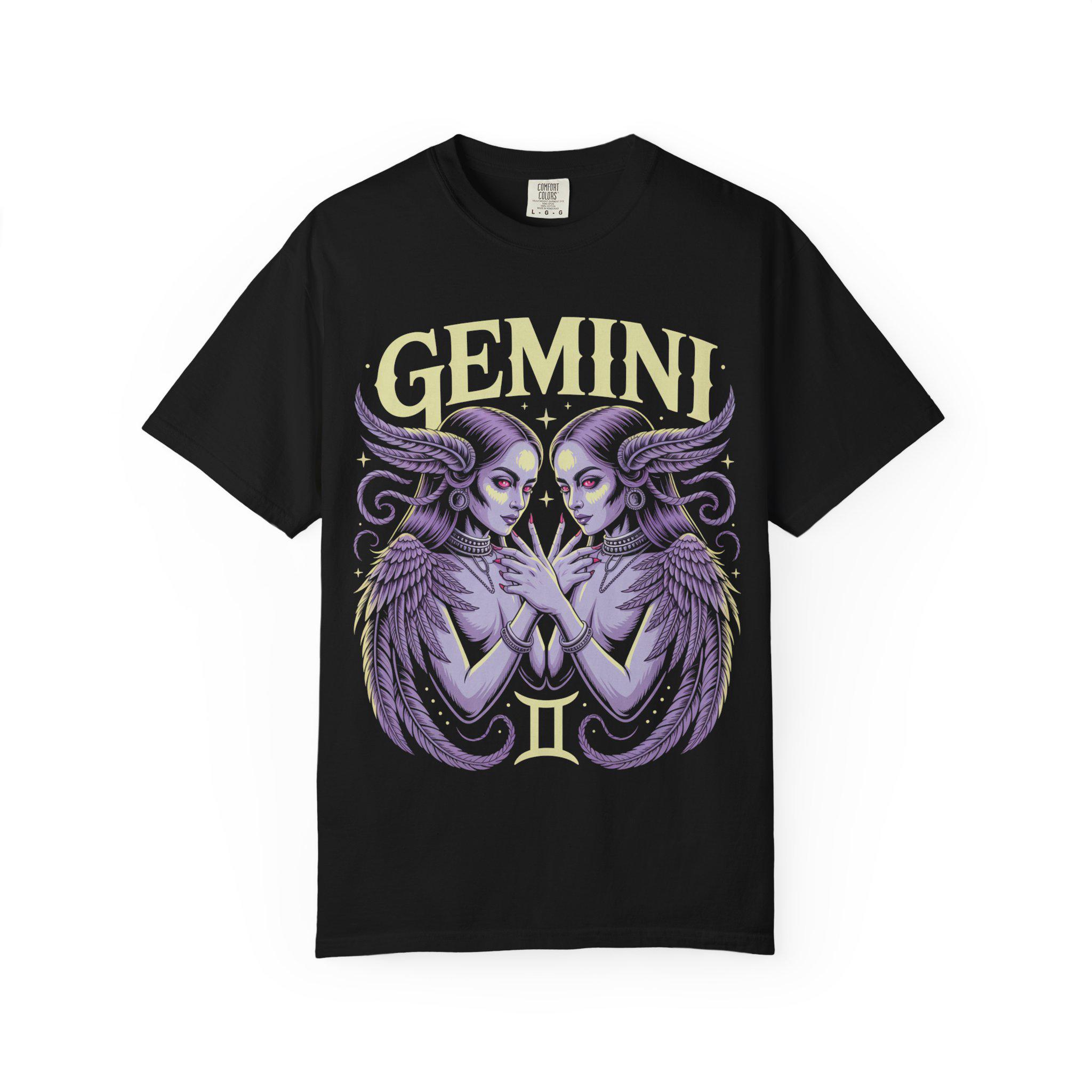 Mystical Gemini Zodiac T-Shirt - Cosmic Twins Graphic Tee, Astrology Lover Gift, Unique Horoscope Apparel
