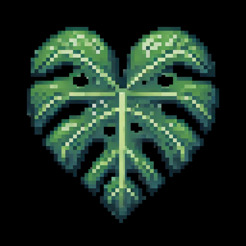 Pixel Graph Monstera Monstera Heart Leaf Pixel Art Plant T-shirt - Etsy