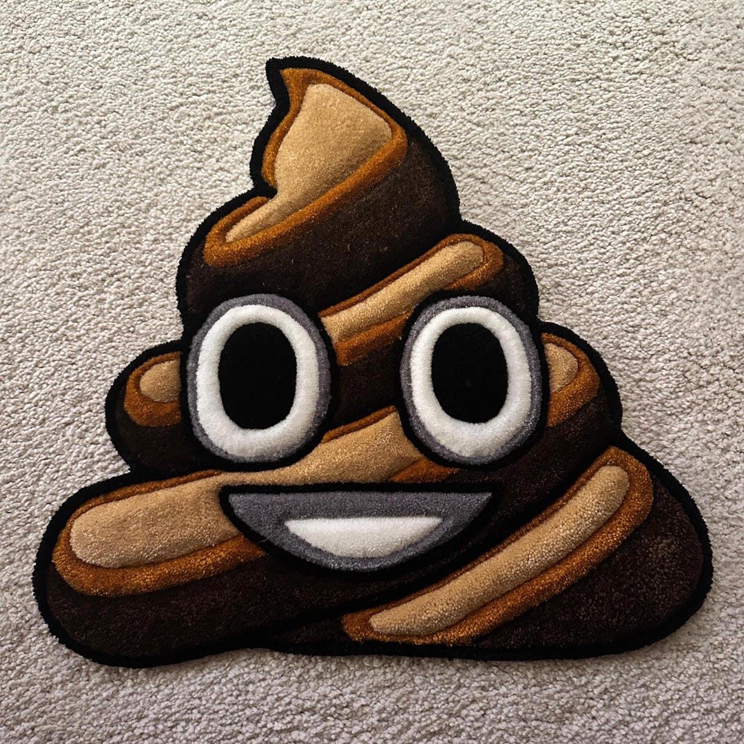 Poop Emoji Rug Fluffy Plush Fun Rug Irregular Shaped Emoticon Home ...
