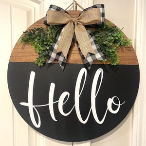 18&quot; Wooden “Hello” Door Hanger, Porch Decor, Farmhouse Decor, Rustic Decor, Wall Hanging, Wood Sign, Porch Decor, Wood Decor