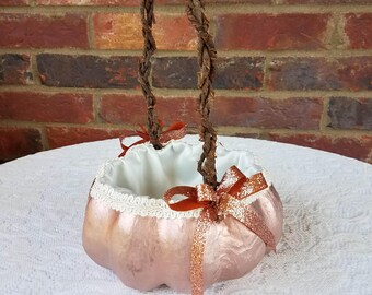 Small Rose Gold Pumpkin Basket for your Fall Wedding