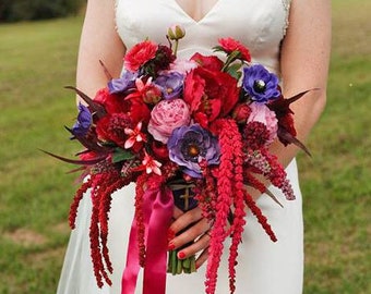 Bridal Bouquet, Boho Bouquet, Fall Wedding Bouquet, Autumn Floral Bouquet, Purple Bouquet, Pink Bouquet, Flower Bouquet