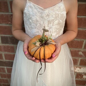 Bright Orange Pumpkin Ring Bearer Pillow for your Fall Wedding image 7