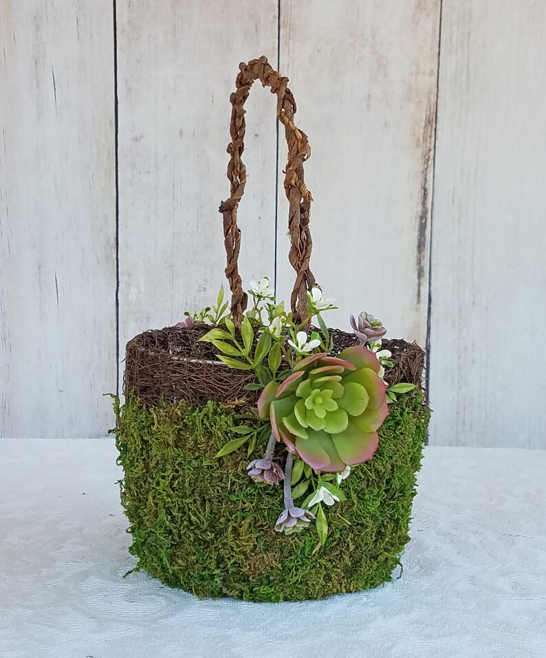Large Succulent Moss Flower Girl Basket for your Wedding Etsy