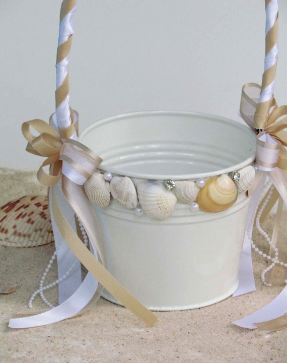 Seashell Flower Girl Basket For Your Beach Wedding Custom Made
