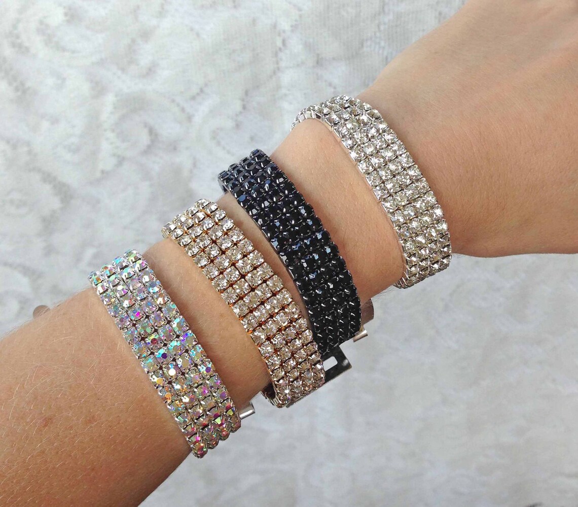 Rhinestone Wristbands Corsage Wristband Wristlet Prom Etsy