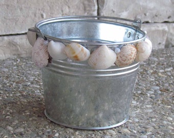 Seashell Pail/ Flower Girl Basket for your Beach Wedding