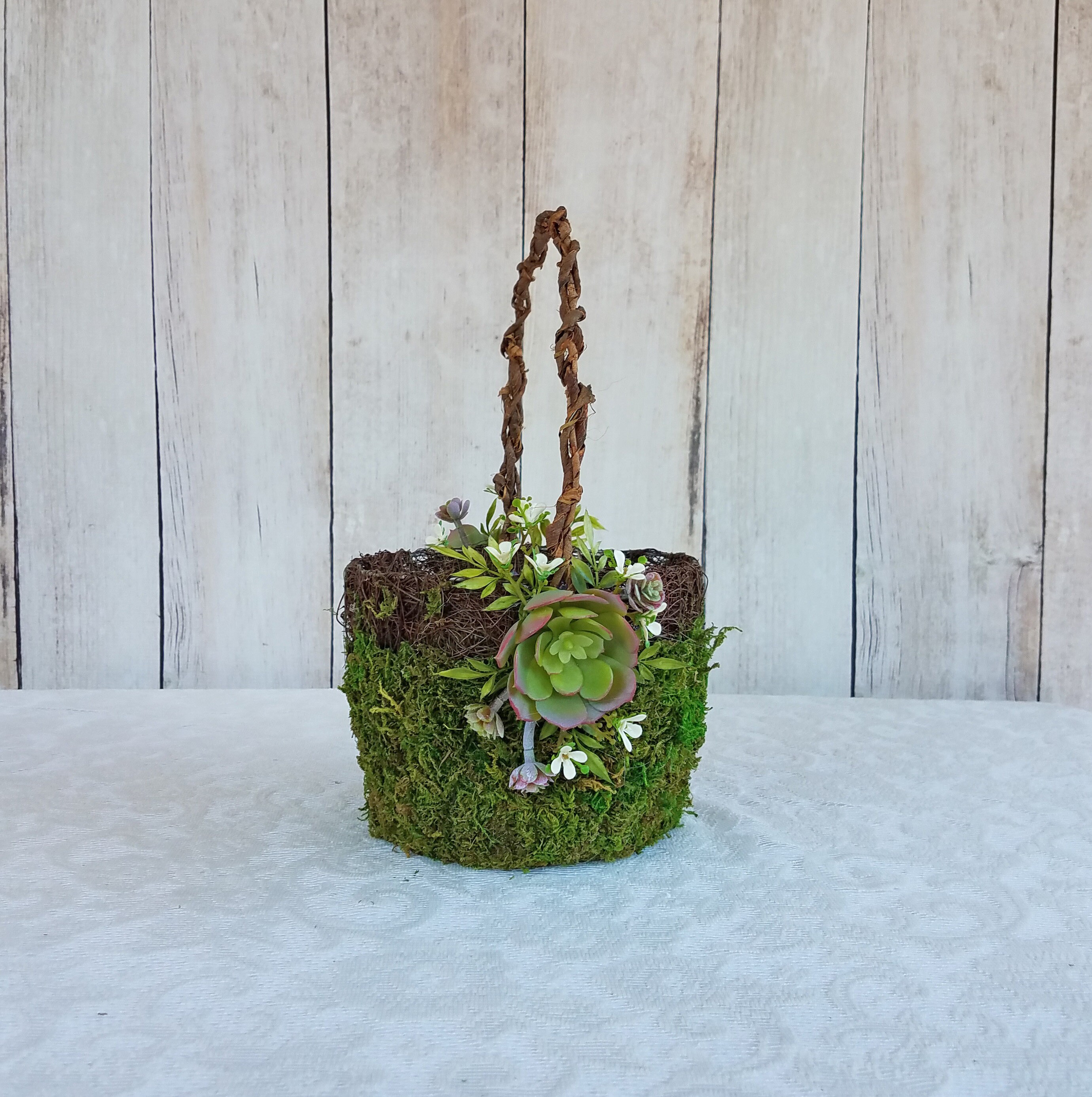 Large Succulent Moss Flower Girl Basket for your Wedding Etsy