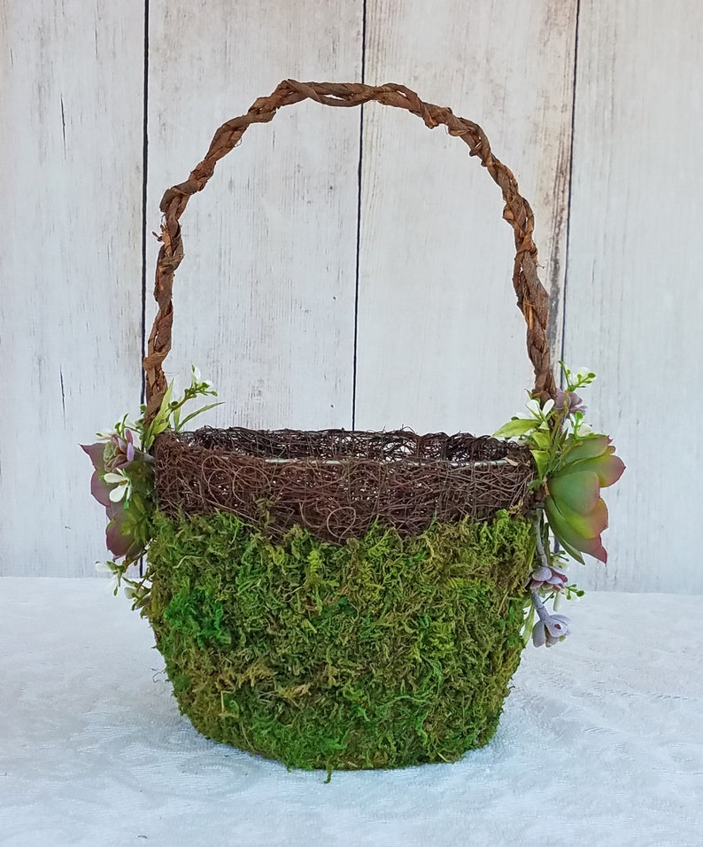Large Succulent Moss Flower Girl Basket for your Wedding Etsy