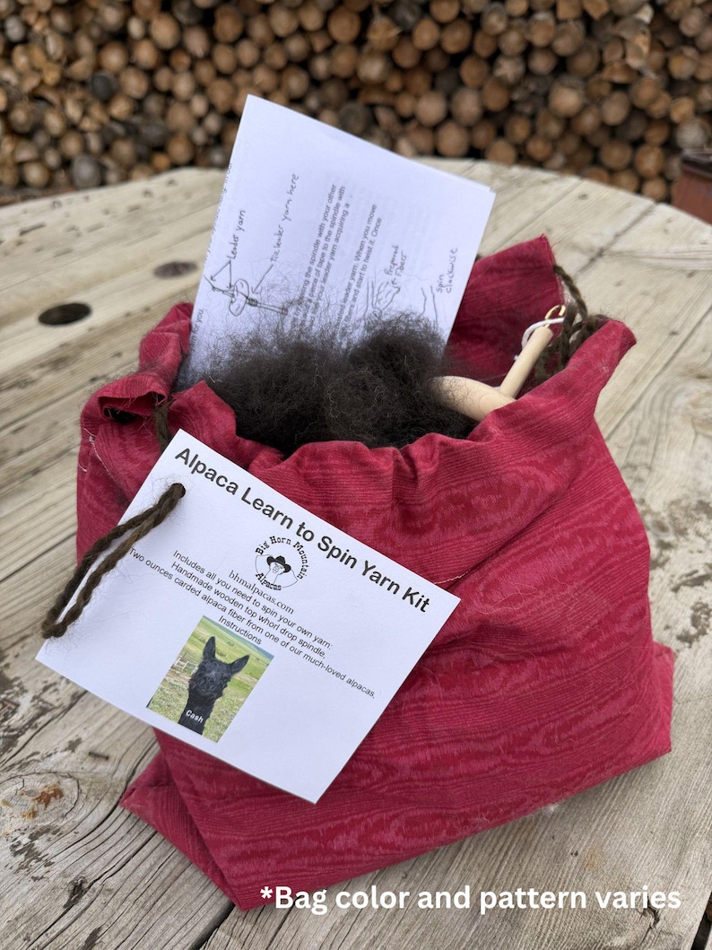 Drop Spindle/Learn to Spin Yarn Kit with Alpaca image 3