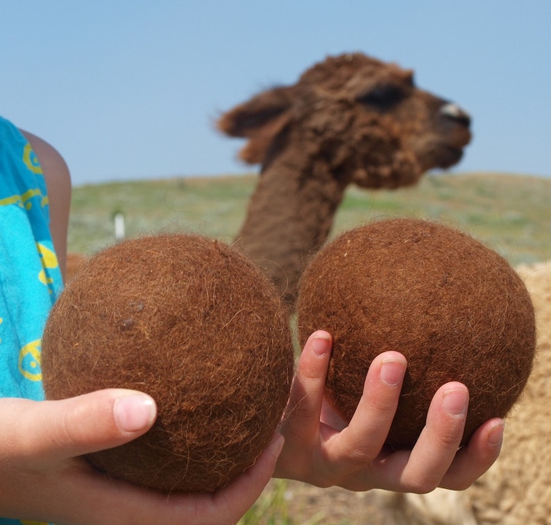 XL Alpaca Wool Felted Dryer Ball for Laundry or Play. Hypoallergenic. Buy as many as you'd like from this listing, From my alpacas image 2