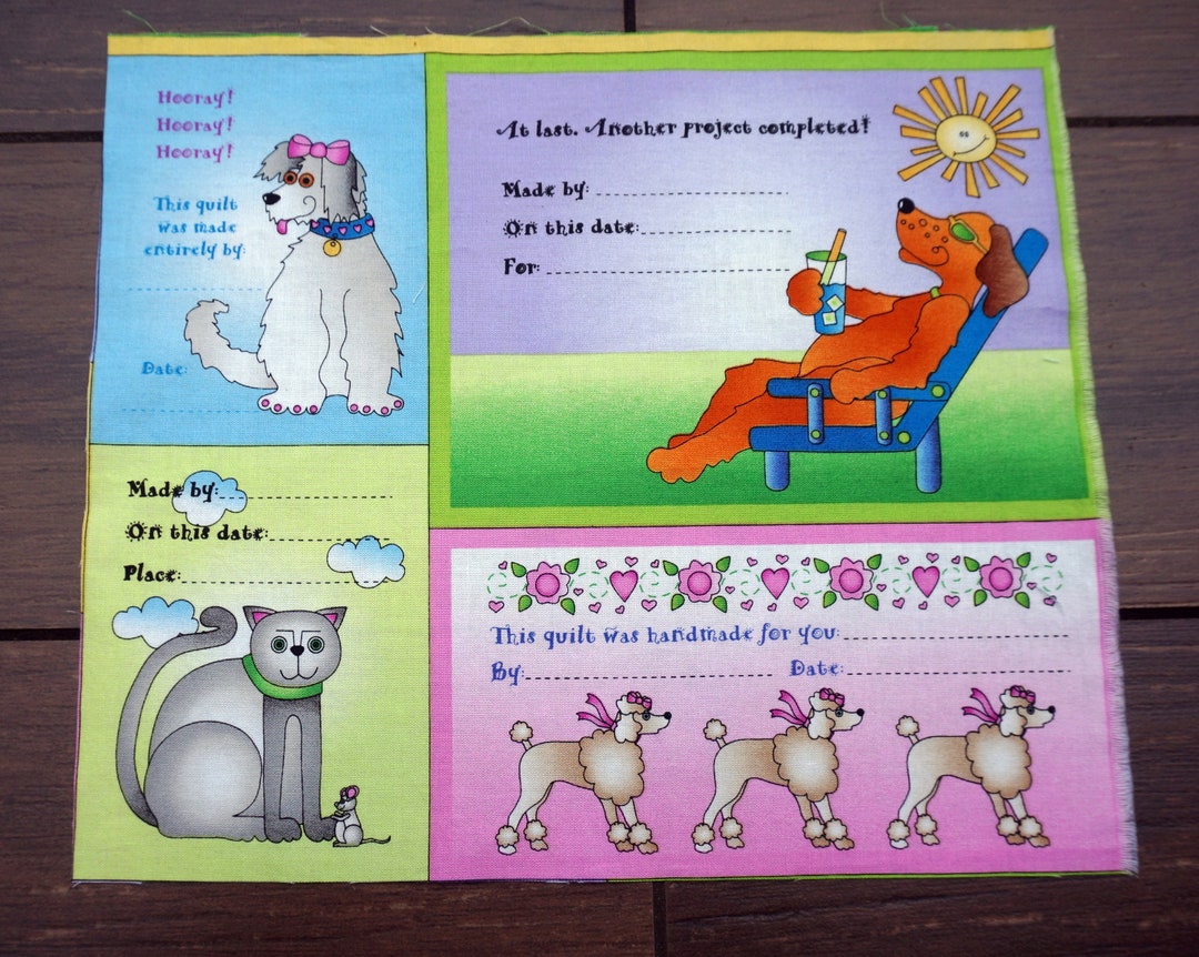 Four Blank Quilt Labels You Add the Wording, Puppy Dogs, Poodle Dogs