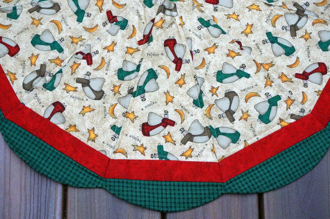 29 Angels Tree Skirt With Red Tonal and Green Checked Etsy