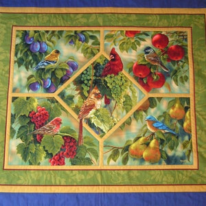 33 x 39 Detail Quilted Bird Wall Hanging, Male & Female Cardinals, Finch, BlueBird, Sparrow, House Finch, 12 Colors of Thread-READY TO SHIP!