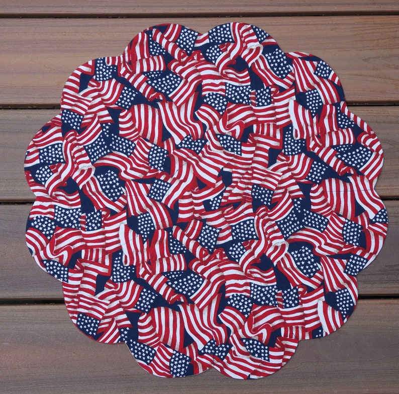 21 Fall Vegetables Table Topper for Fall Halloween and Thanksgiving Reverses to US Flags