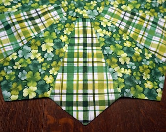 21&quot;, 21 1/2&quot;, 26&quot; St. Patrick&#39;s Table Topper Shamrocks & Matching Plaid Reverses to Different Prints-Ready to Ship Within 1-3 Business Days!