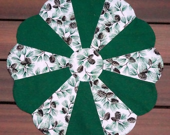 21&quot; Table Topper Sparkly Winter Pine Boughs & Pine Cones Reverses to Shamrocks for St. Patrick&#39;s Day Table Decor -READY TO SHIP in 1-3 Days!