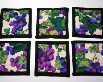 6 Piece Grapes Drink Coasters, Winery, Wine, Vineyard -  READY TO SHIP!