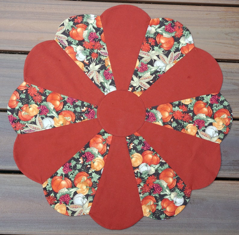 21 Fall Vegetables Table Topper for Fall Halloween and Thanksgiving Reverses to US Flags