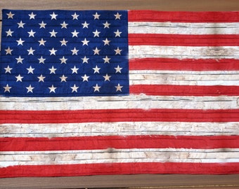 Quilted United States Flag, Patriotic Wall or Door Hanging Red, White & Blue, Stars and Sripes, 50 Stars - READY TO SHIP!