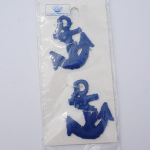 2 piece Blue Embroidered Anchor Iron-Ons - 1 1/8&quot; wide x 1 1/2&quot; tall