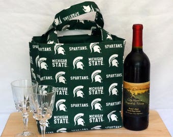 Michigan State 6 Pocket Bag For Winery Hopping, Football, Soccer, Baseball, Lacrosse, Crafts and the Beach, Gift for ANYONE!