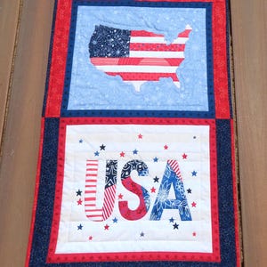 23&quot; x 37&quot; Detail Quilted Patriotic USA Flag Wall and Door Hanging Quilt Red, White, Blue Use For 6 USA Holidays - READY to Ship in 1-3 Days