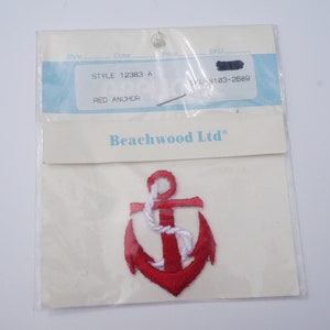 Red Embroidered Anchor Iron-On - 1 3/8&quot; wide x 1 7/8&quot; tall