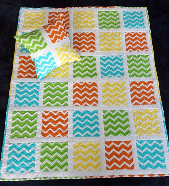 Chevon Quilt Pillow Set For Baby Toddler Children Kids Etsy