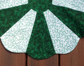 21&quot; St. Patrick&#39;s Shamrocks Table Topper Reverses to Brown & Black Floral Print for Spring, Summer, Fall,  READY TO SHIP in 2 Business Days!