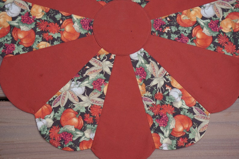 21 Fall Vegetables Table Topper for Fall Halloween and Thanksgiving Reverses to US Flags