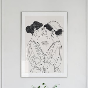 Look Into My Eyes Print - Line Art Print - Lesbian Couple - Lgbtq Poster - Woman Room Decor - Love Quote Wall Art - Lesbian Wall Decor