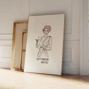 Dirty Martina Print - Dirty Martini Print - Line Art Poster - Cocktail Art Cart Dekor - Retro Cocktail Poster - Vintage Drink Print