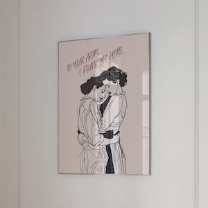 Impressão em seus braços - pôster lésbico vintage - arte de linha lésbica - impressão LGBT retrô - decoração de quarto LGBTQ - decoração de parede com citação de amor - presente para ela