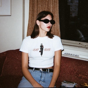Heart Breaker Baby Tee - Vintage Chic Graphic T-Shirt - Fashionable Woman Statement Top - Retro Aesthetic Crop Tee - 90s Fashion