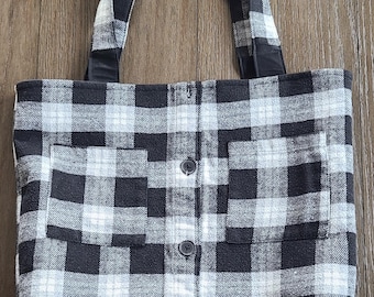 Handmade Upcycled Plaid Flannel Tote Bag